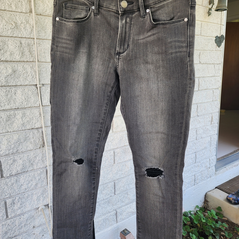 Banana Republic Dark Gray Distressed Skinny Jeans